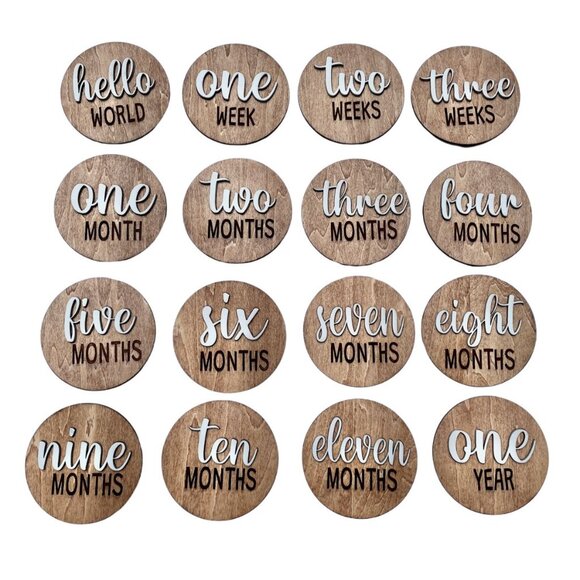 Baby Monthly Milestone Marker/Photo Growth Round Discs/Baby Shower Gift - Picture 1 of 1